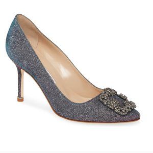 MANOLO BLAHNIK Hangisi Metallic Pump 38.5 NWT